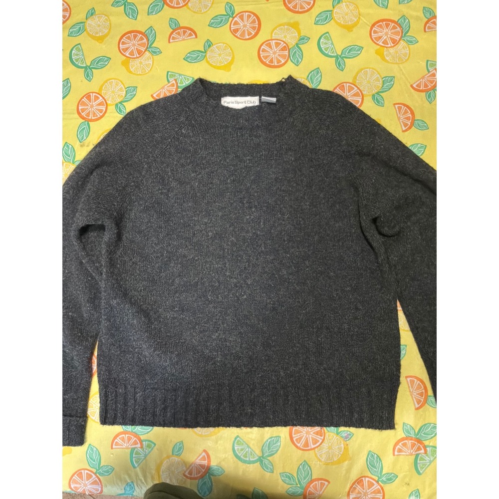 Gorpcore Mens Paris Sport Club Shetland Wool Sweater S Charcoal Grey